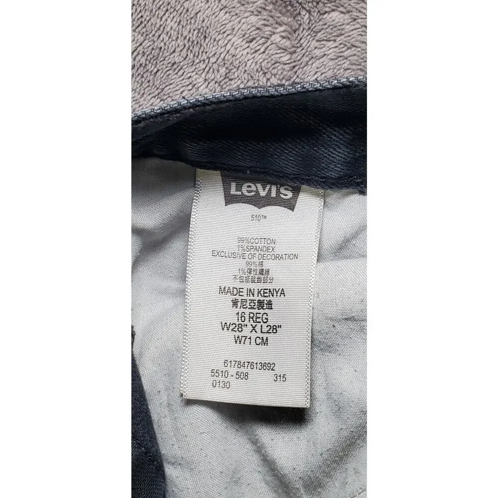 Levi's 510 Men's 28x28 Skinny Jeans Black Denim Pants Casual C15